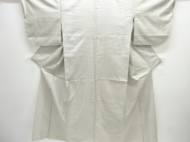 JAPANESE KIMONO / ANTIQUE SMALL LATTICE WEAVING YONEZAWA TSUMUGIHITOE 